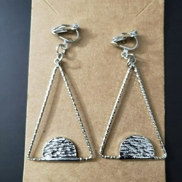 Fashion Jewelry  Silver Drop Triangle Earrings - Picture 6 of 6